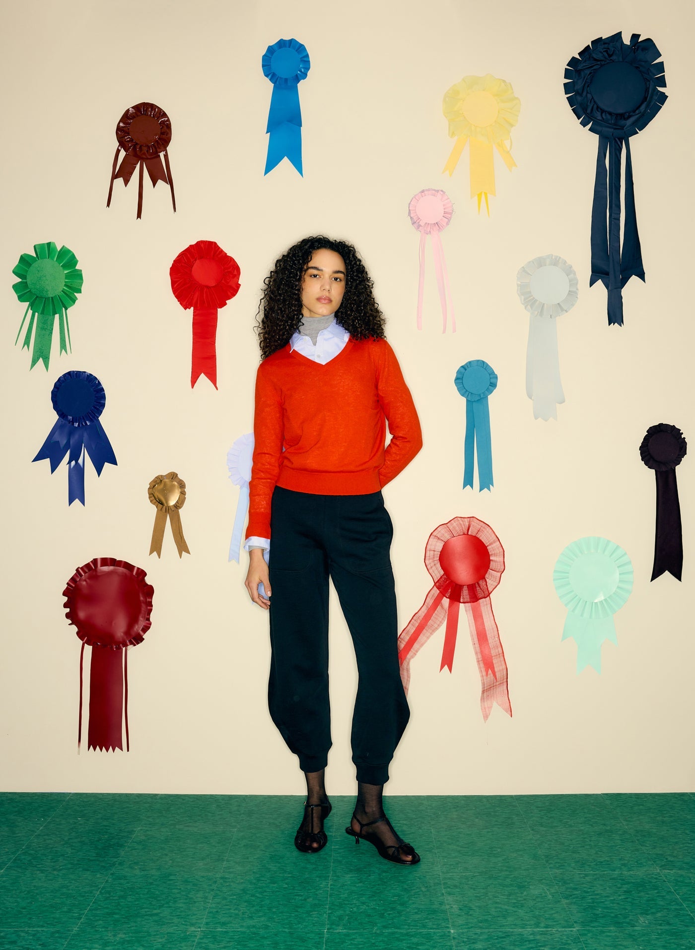 Tibi Skinlike Mercerized Wool Red V-Neck Sweater