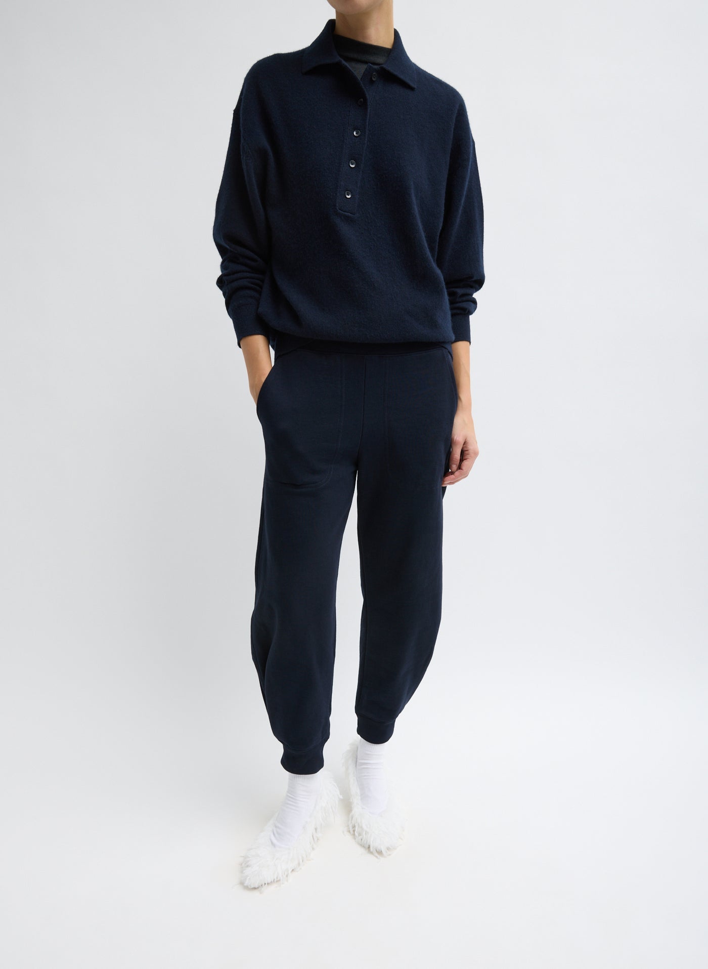 Tibi Navy Calder Sweatpant