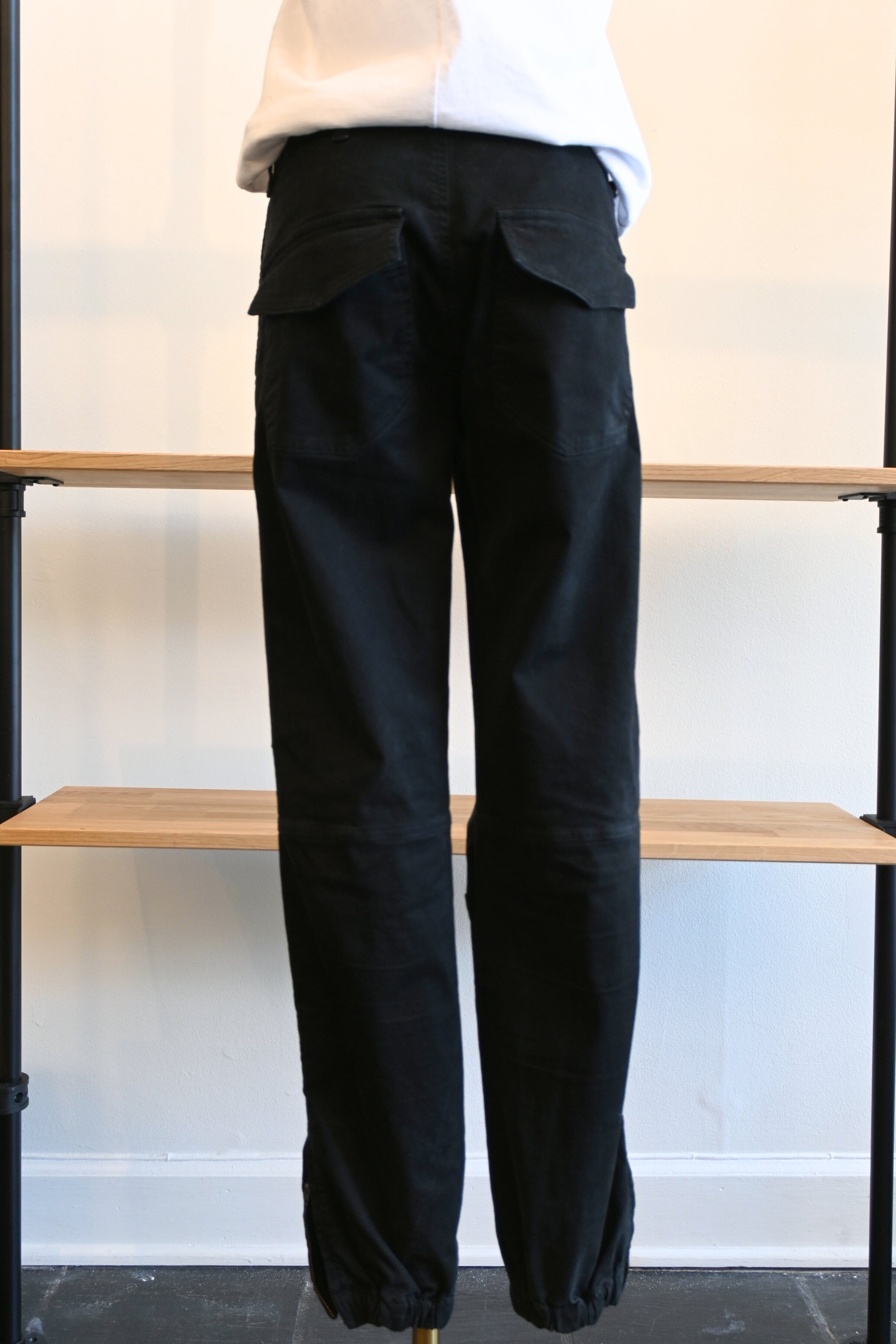 Nili Lotan Cropped French Military Pants in Washed Black Gray