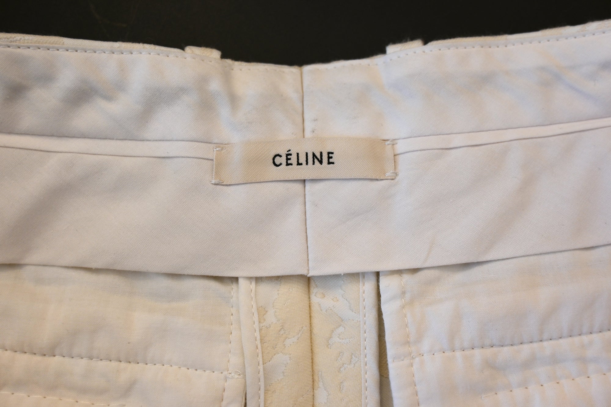 Celine Off-White Textured Pants