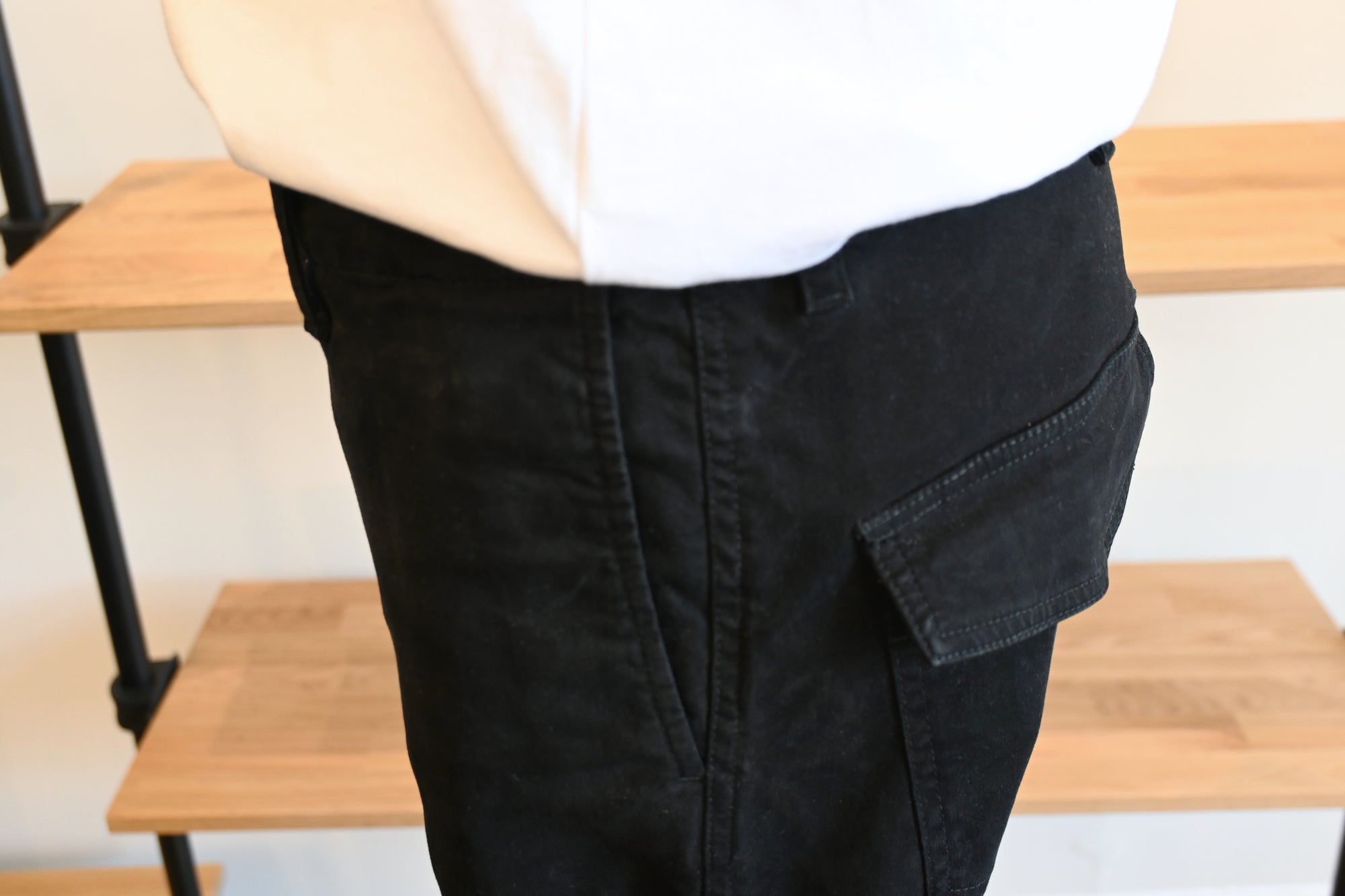 Nili Lotan Cropped French Military Pants in Washed Black Gray