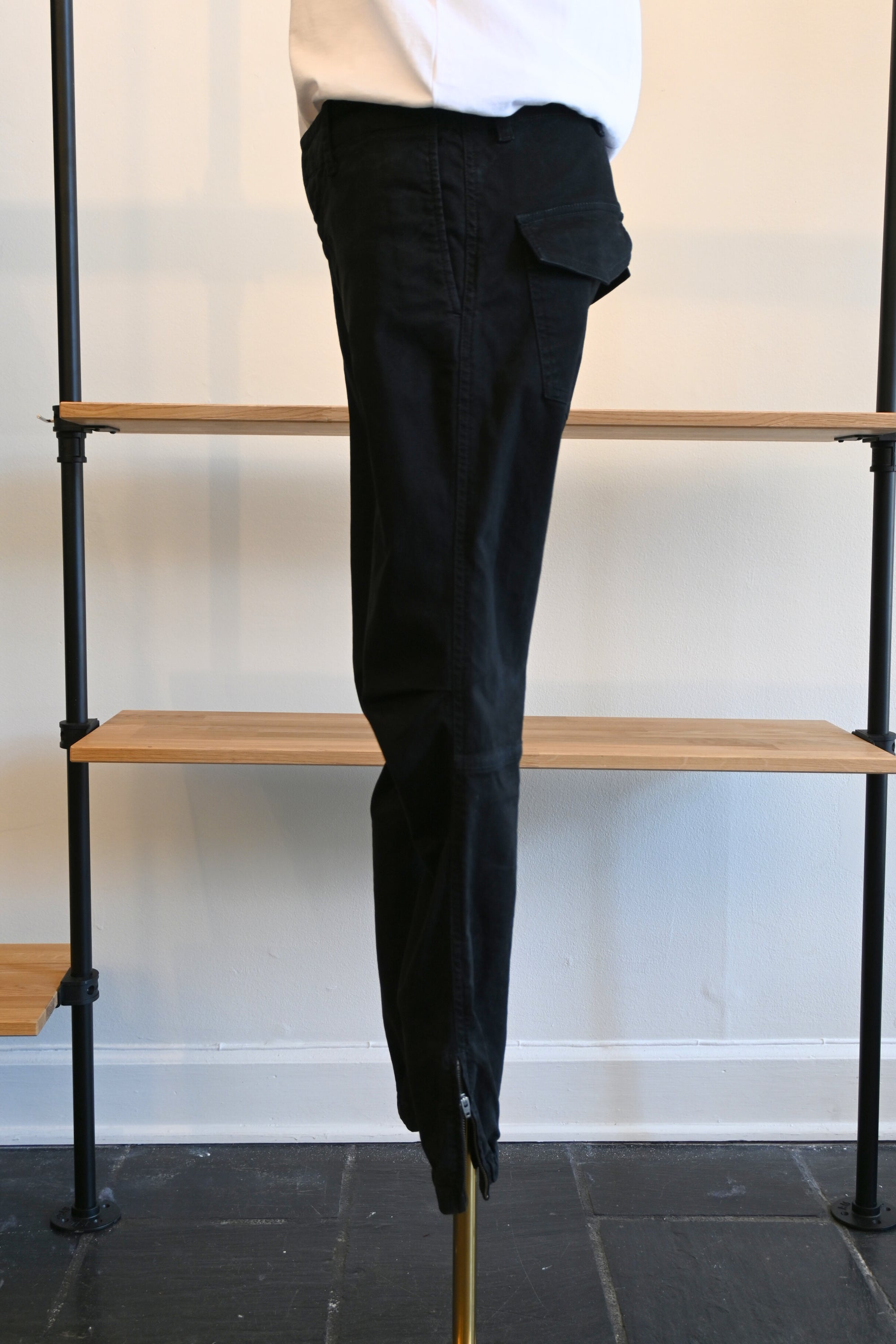 Nili Lotan Cropped French Military Pants in Washed Black Gray