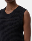 Closed Black Crochet Knit Top