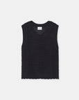 Closed Black Crochet Knit Top