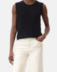 Closed Black Crochet Knit Top