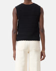 Closed Black Crochet Knit Top