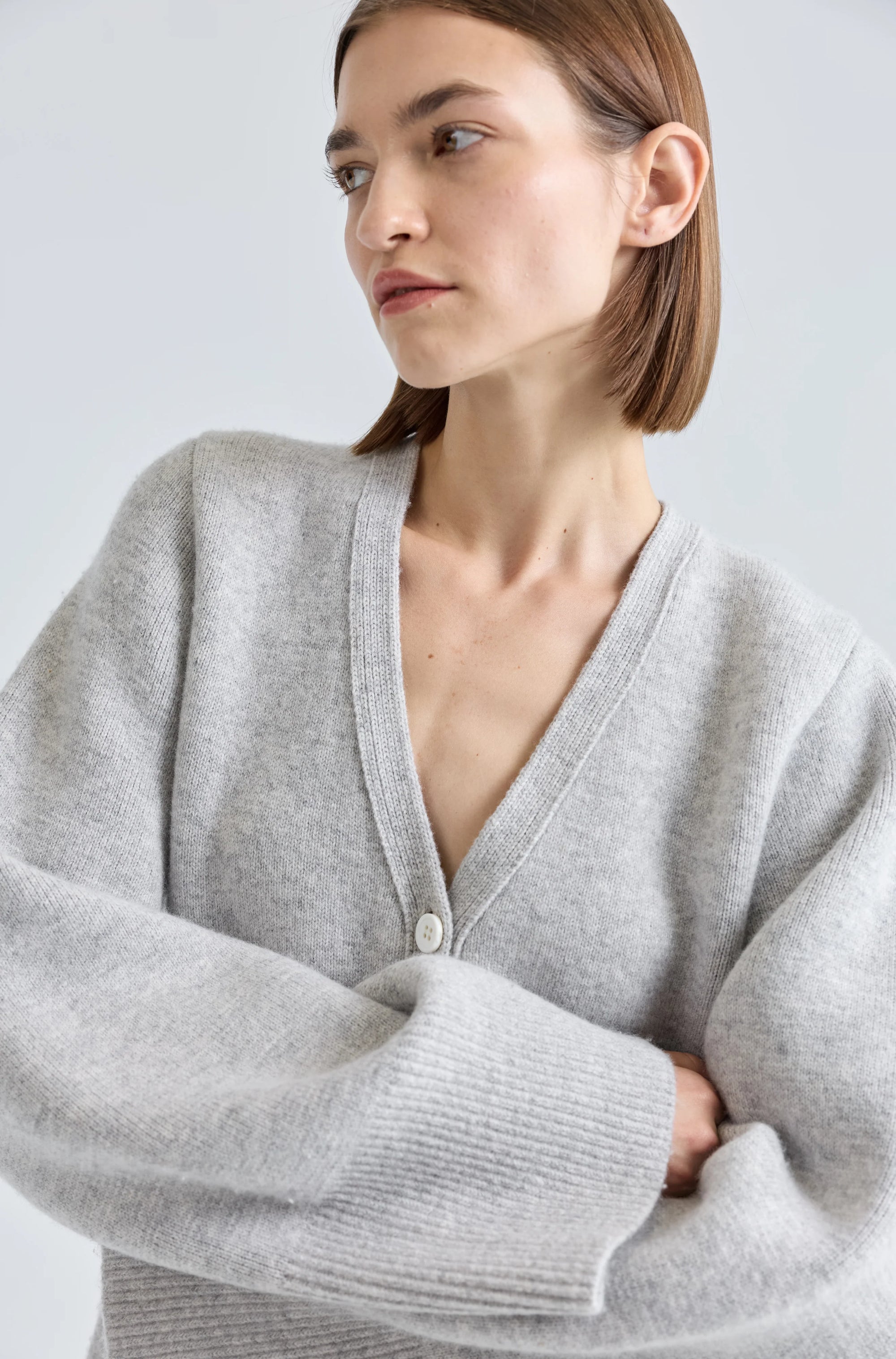 Almina Concept Light Grey V-Neck Cardigan