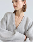 Almina Concept Light Grey V-Neck Cardigan