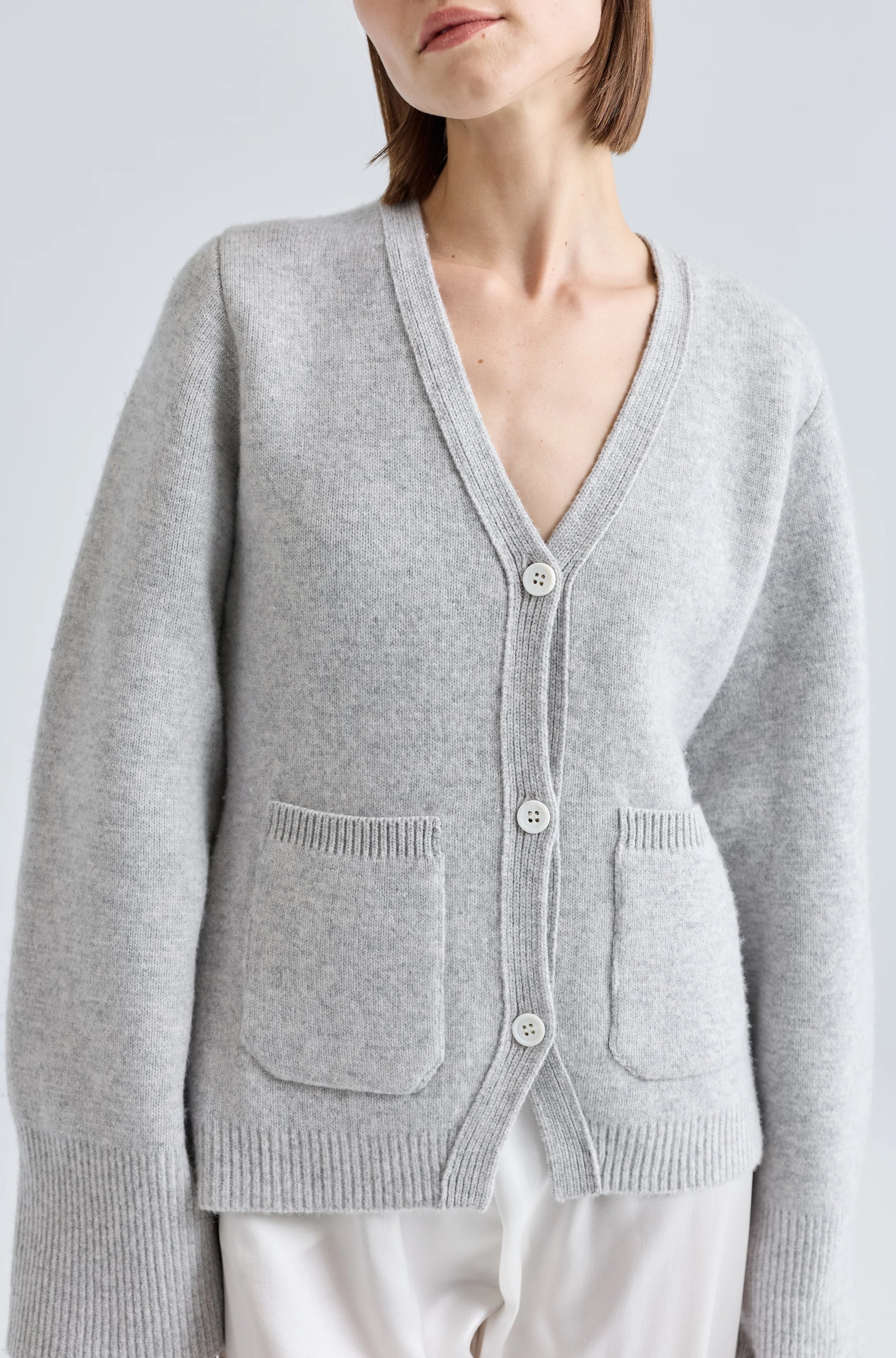 Almina Concept Light Grey V-Neck Cardigan
