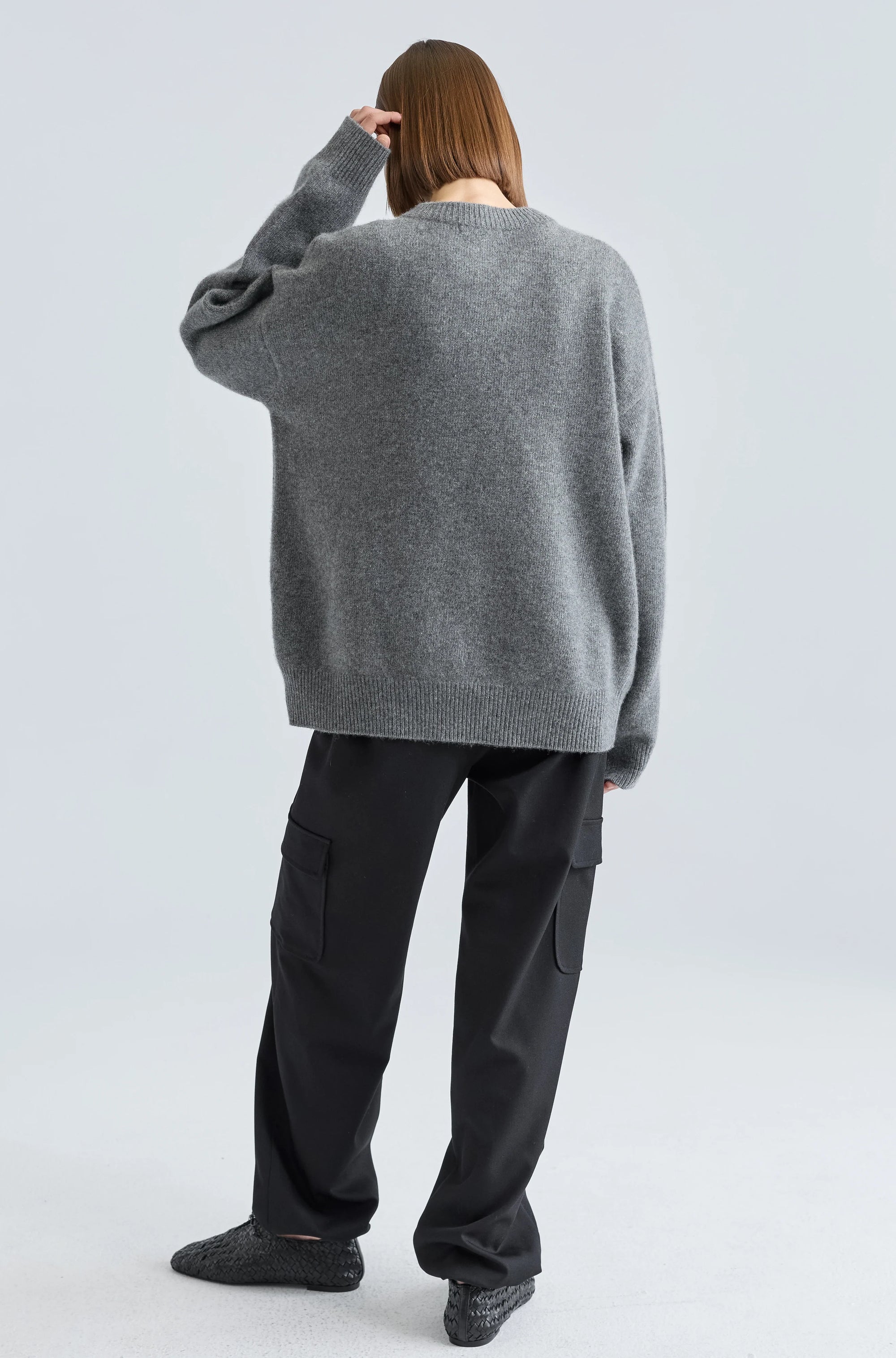 Almina Concept Grey Oversized Wool/Cashmere Sweater