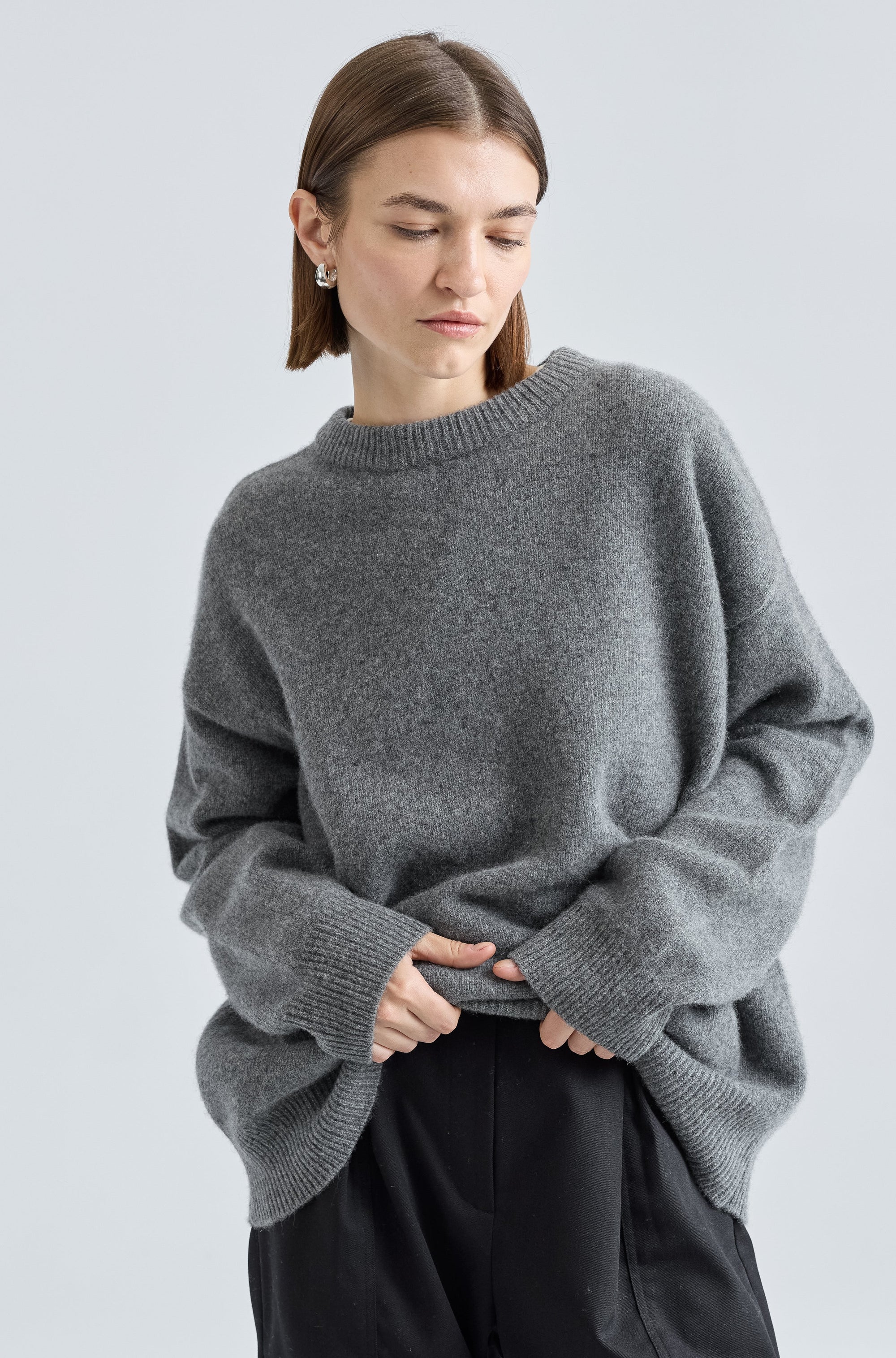 Almina Concept Grey Oversized Wool/Cashmere Sweater