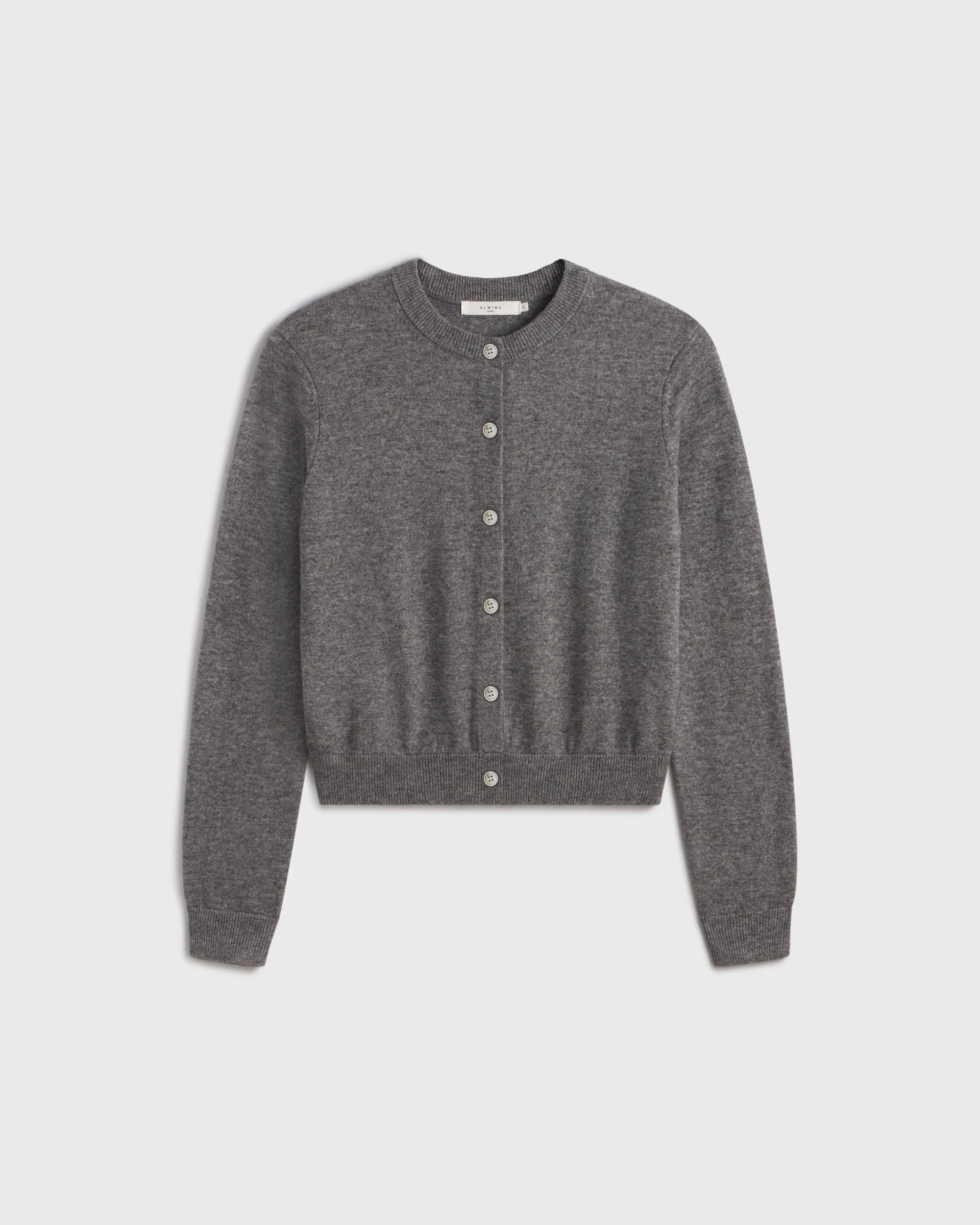Almina Concept Classic Crew Grey Wool Cardigan
