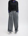 Tibi Biotwill Grey Triple Pleat Pants