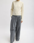 Tibi Biotwill Grey Triple Pleat Pants