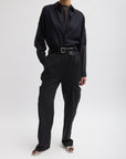 Tibi Classic Ring Hardware Black Leather Belt