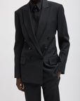 Tibi Recycled Tropical Wool Blazer with Black Belt