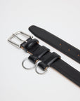 Tibi Classic Ring Hardware Black Leather Belt
