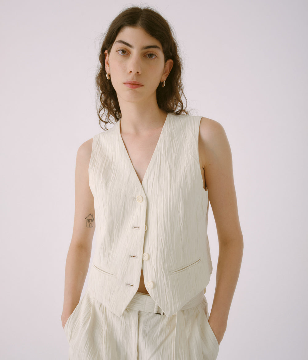 Sayaka Davis Ivory Four Button Vest