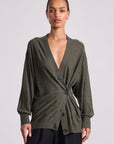 Apiece Apart Drippy Tissue Cardigan in olive