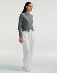 Almina Concept Classic Crew Grey Wool Cardigan