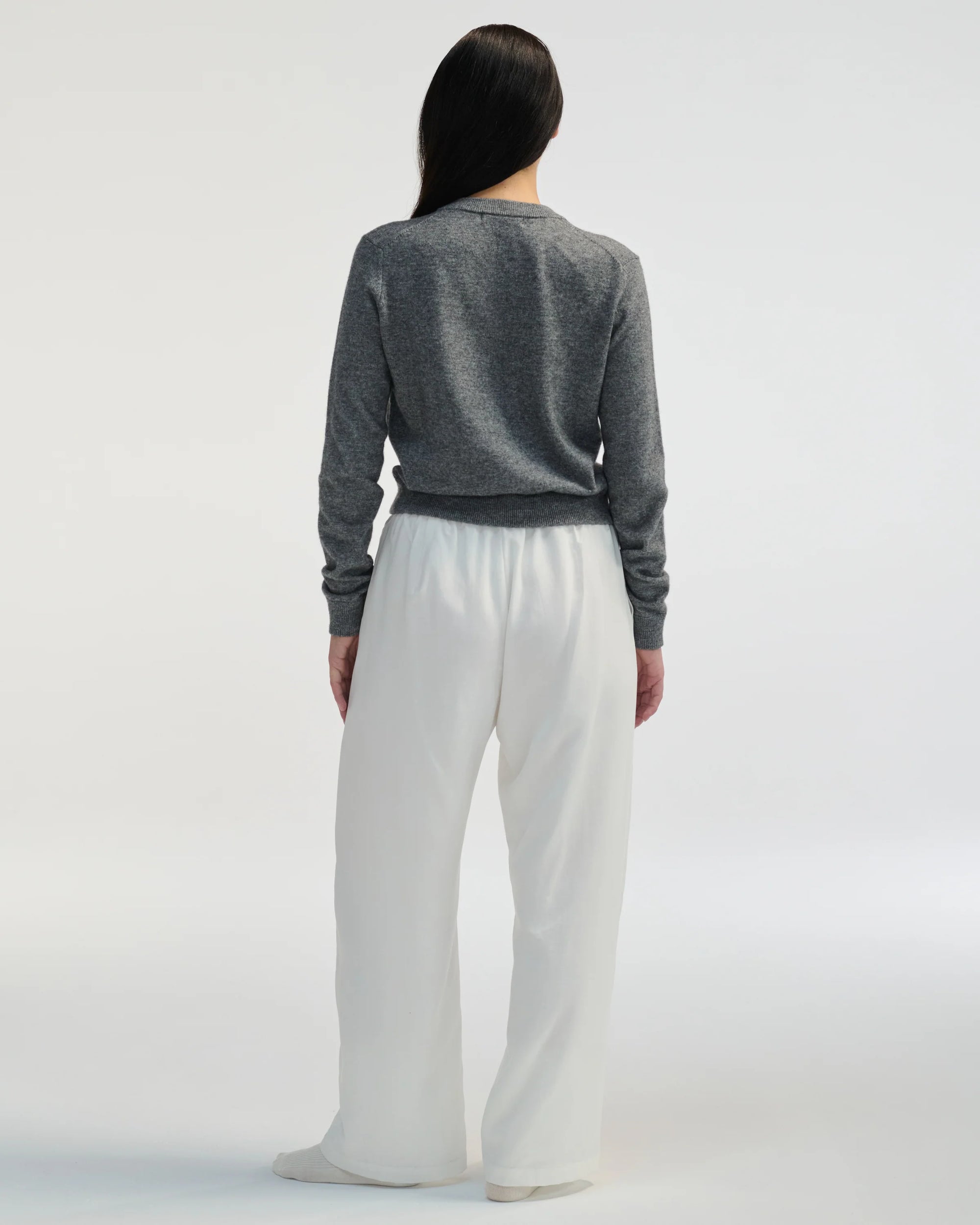 Almina Concept Classic Crew Grey Wool Cardigan