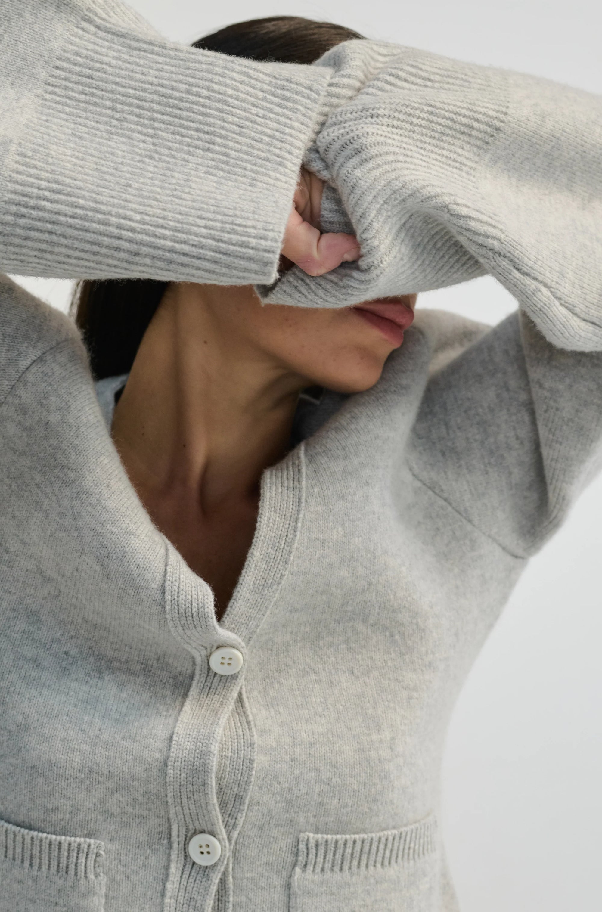 Almina Concept Light Grey V-Neck Cardigan