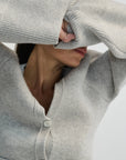 Almina Concept Light Grey V-Neck Cardigan