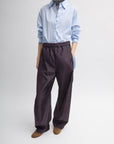 Tibi Crispy Nylon Winslow Pant in Eggplant