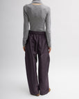 Tibi Crispy Nylon Winslow Pant in Eggplant