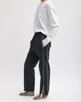 Tibi Black Nylon Piped Jogger