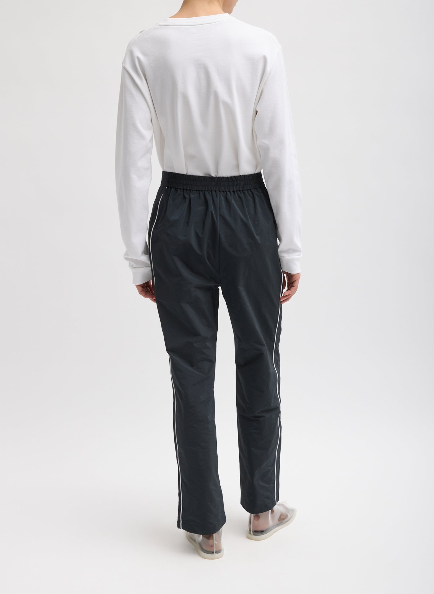 Tibi Black Nylon Piped Jogger