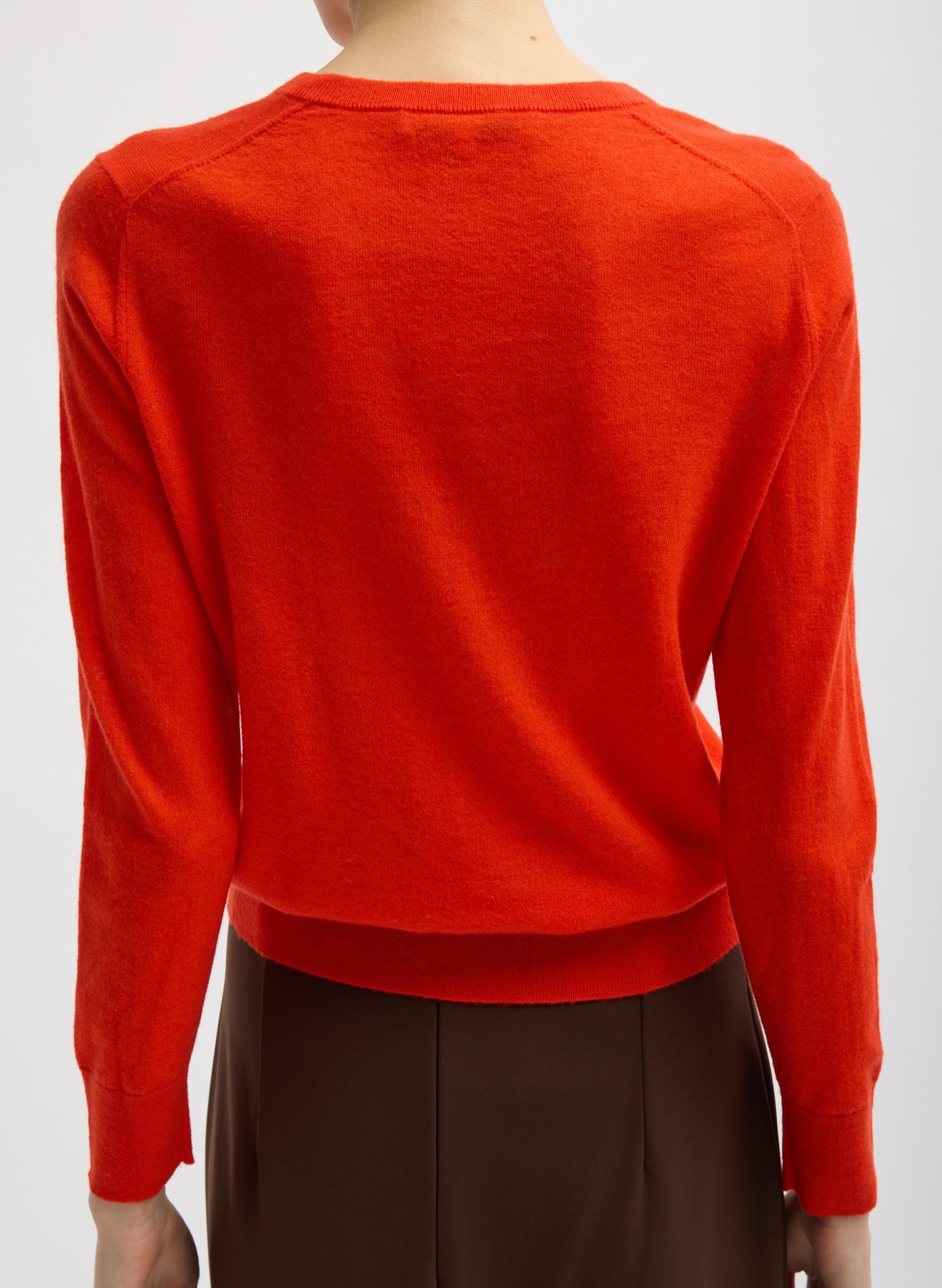 Tibi Skinlike Mercerized Wool Red V-Neck Sweater