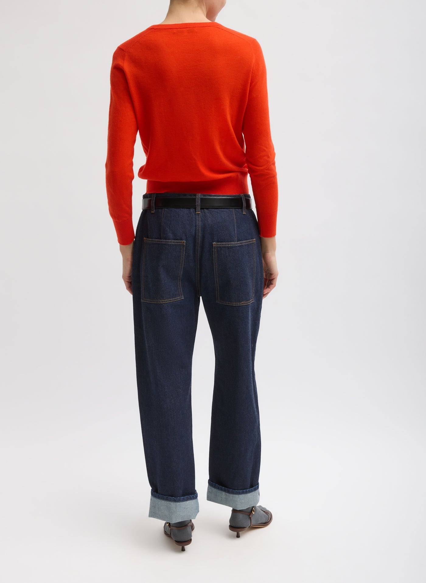 Tibi Skinlike Mercerized Wool Red V-Neck Sweater