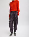 Tibi Skinlike Mercerized Wool Crewneck Pullover in Red