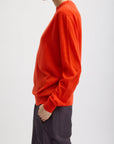 Tibi Skinlike Mercerized Wool Crewneck Pullover in Red