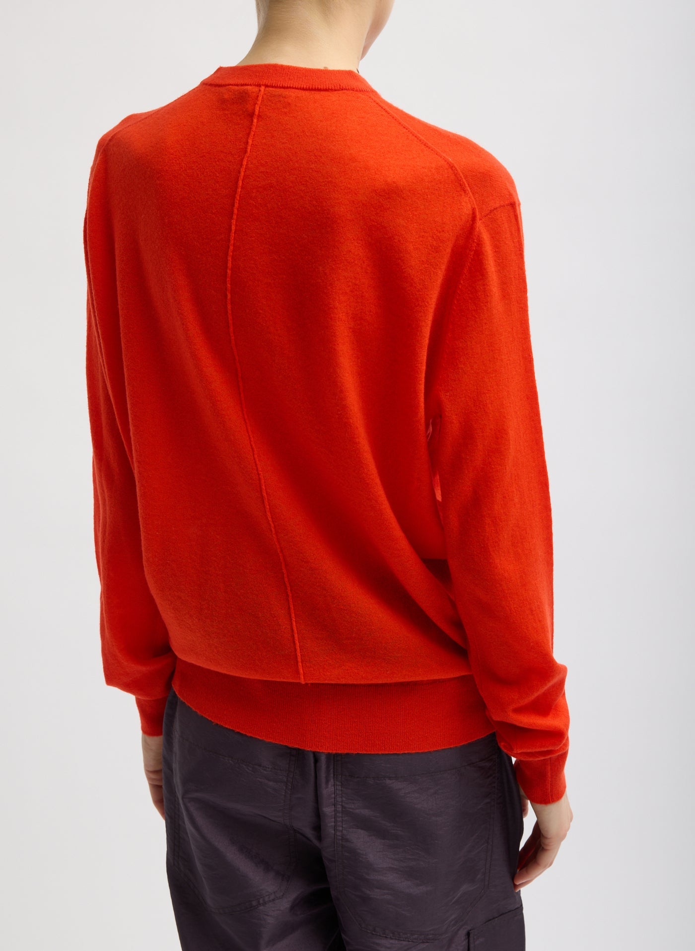 Tibi Skinlike Mercerized Wool Crewneck Pullover in Red