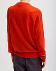 Tibi Skinlike Mercerized Wool Crewneck Pullover in Red