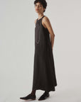 Sayaka Davis Black Crinkled Satin Tank Dress