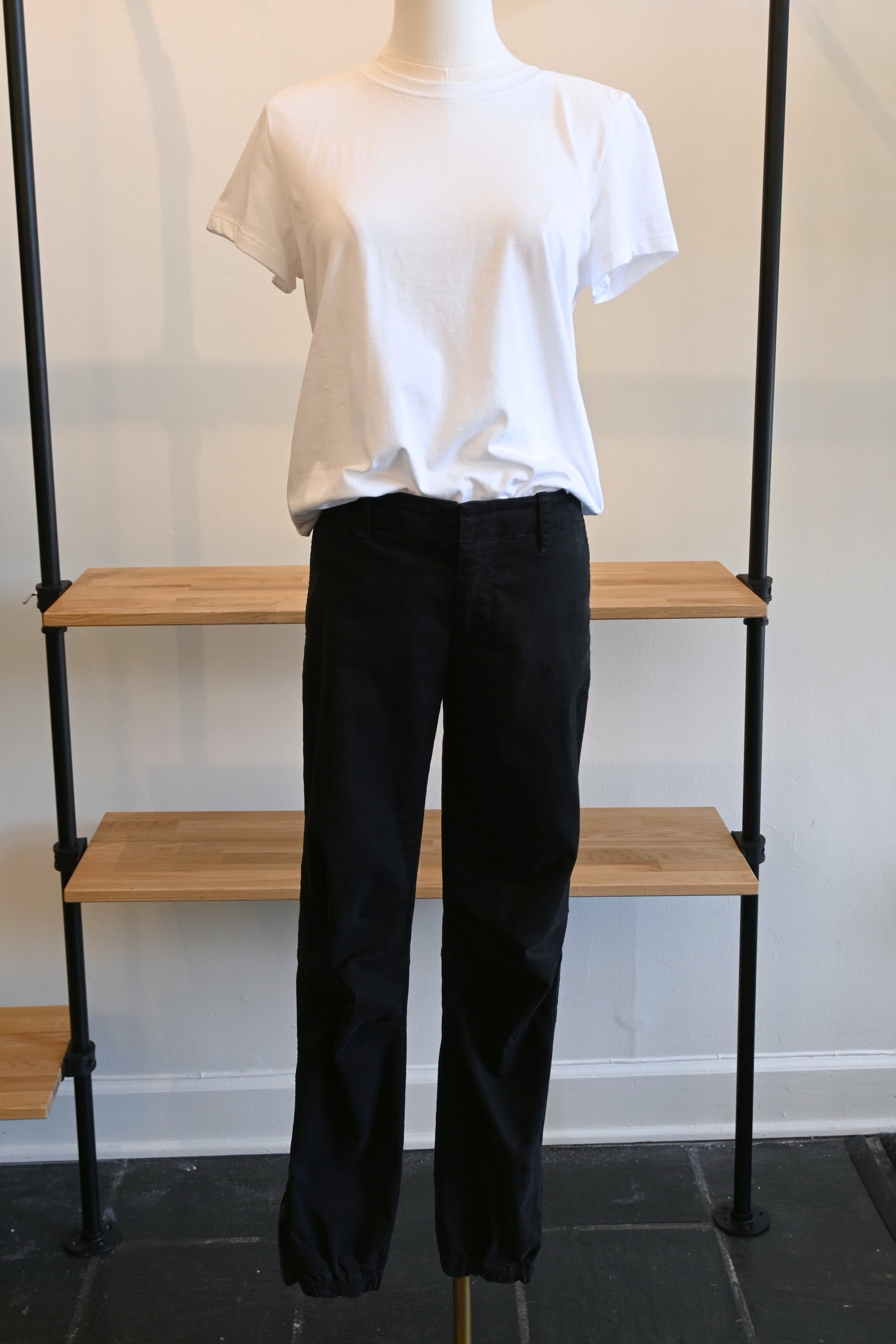 Nili Lotan Cropped French Military Pants in Washed Black Gray