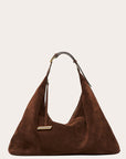 Liffner Pillow Black Suede Hobo with Gold Hardware