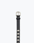 Freda Salvador Black Leather Rebecca Belt with Silver Oval Studs