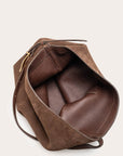 Liffner Dark Brown Suede Slouch Bucket Bag
