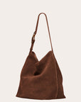 Liffner Dark Brown Suede Slouch Bucket Bag
