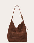 Liffner Dark Brown Suede Slouch Bucket Bag