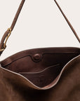 Liffner Dark Brown Suede Slouch Bucket Bag