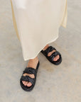 Dear Frances Black Tye Slides