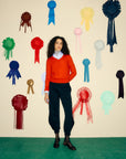 Tibi Skinlike Mercerized Wool Red V-Neck Sweater