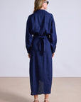 Alessandra Navy Sarong Shirt Dress