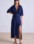 Alessandra Navy Sarong Shirt Dress