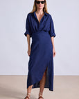 Alessandra Navy Sarong Shirt Dress